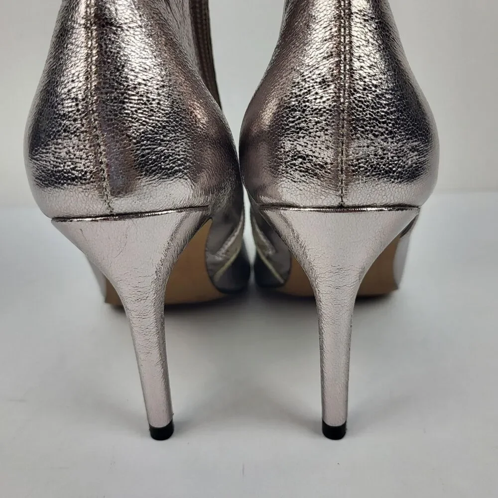 Steven New York Lizziey Ankle Boots Size 7M Silver Pointed Toe